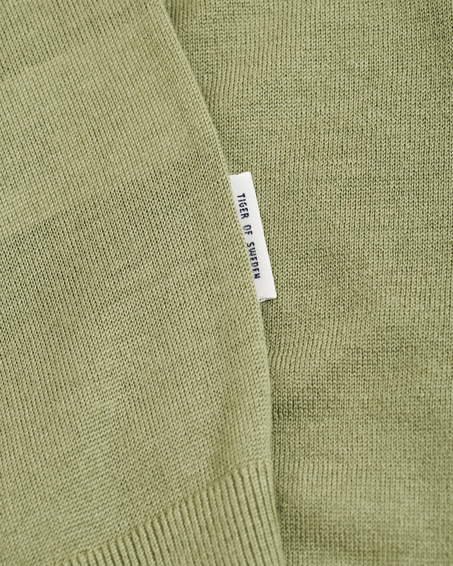 Homme | Pulls Et Tricots | Tiger of Sweden | Newton Knitted Long Sleeve Polo Caraway Green