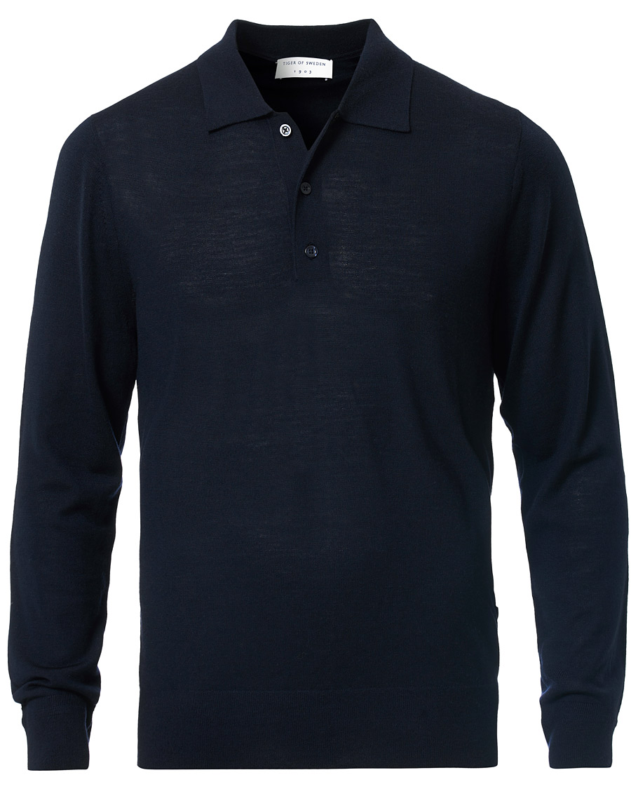 Homme | Pulls Et Tricots | Tiger of Sweden | Newton Knitted Long Sleeve Polo Navy