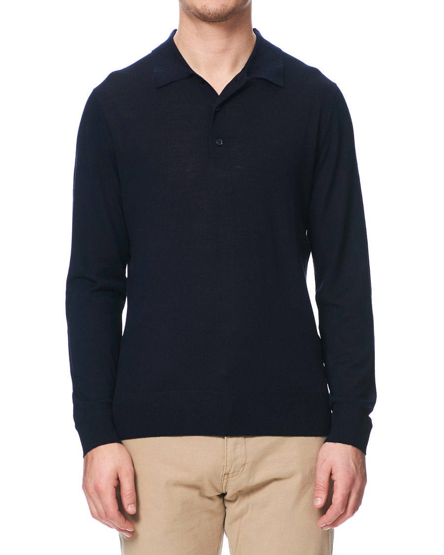 Homme | Pulls Et Tricots | Tiger of Sweden | Newton Knitted Long Sleeve Polo Navy