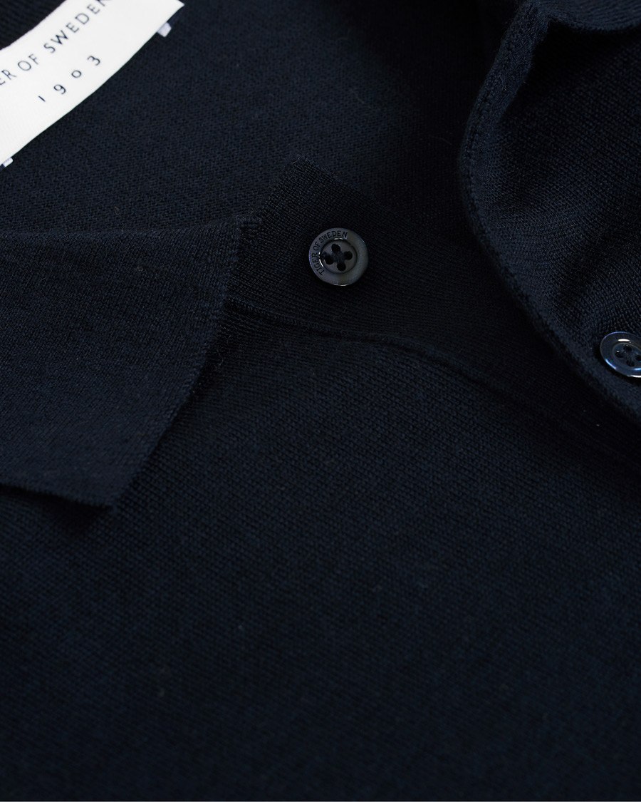 Homme | Pulls Et Tricots | Tiger of Sweden | Newton Knitted Long Sleeve Polo Navy