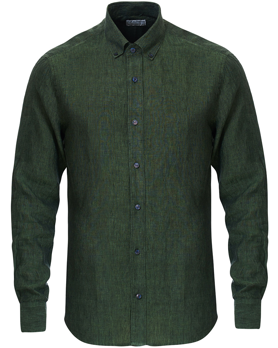 Homme | Chemises | Tiger of Sweden | Fenald Button Down Linen Shirt Green
