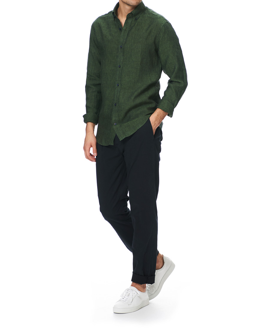 Homme | Chemises | Tiger of Sweden | Fenald Button Down Linen Shirt Green