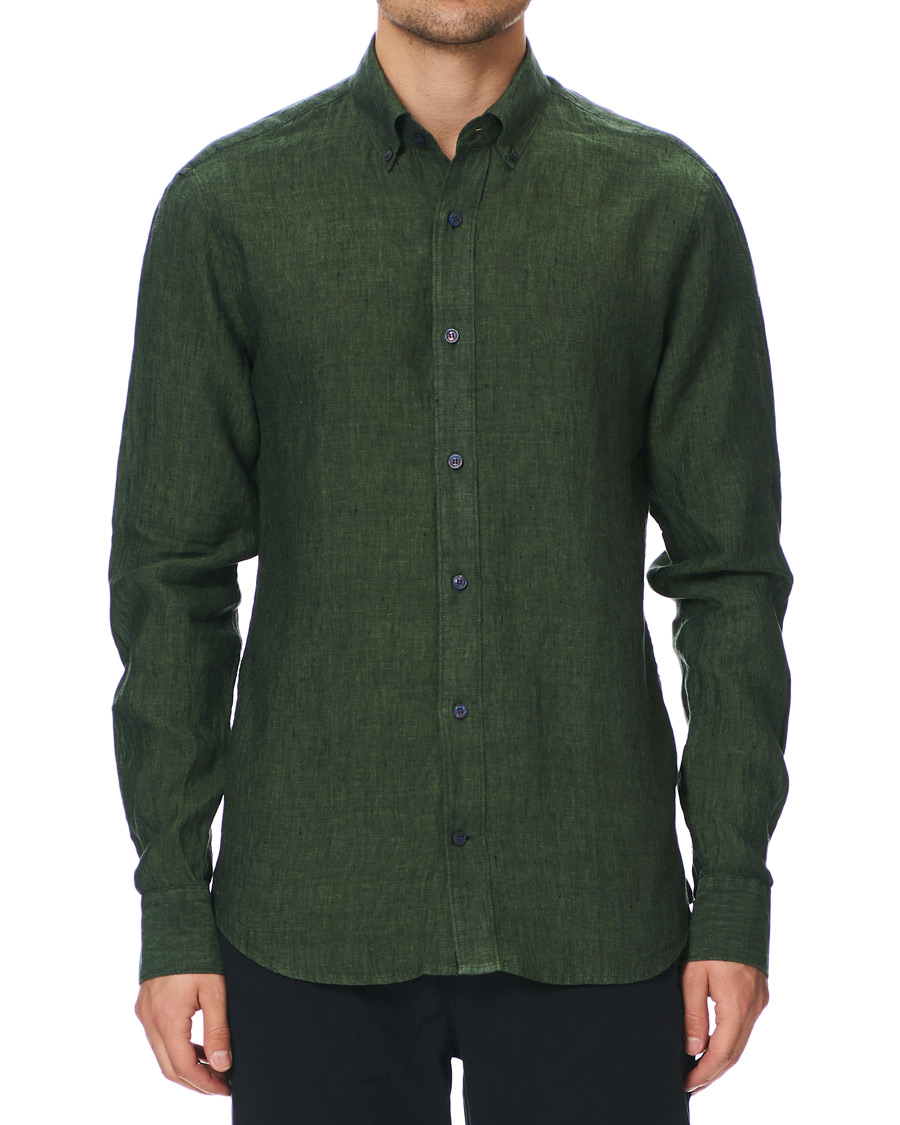 Homme | Chemises | Tiger of Sweden | Fenald Button Down Linen Shirt Green