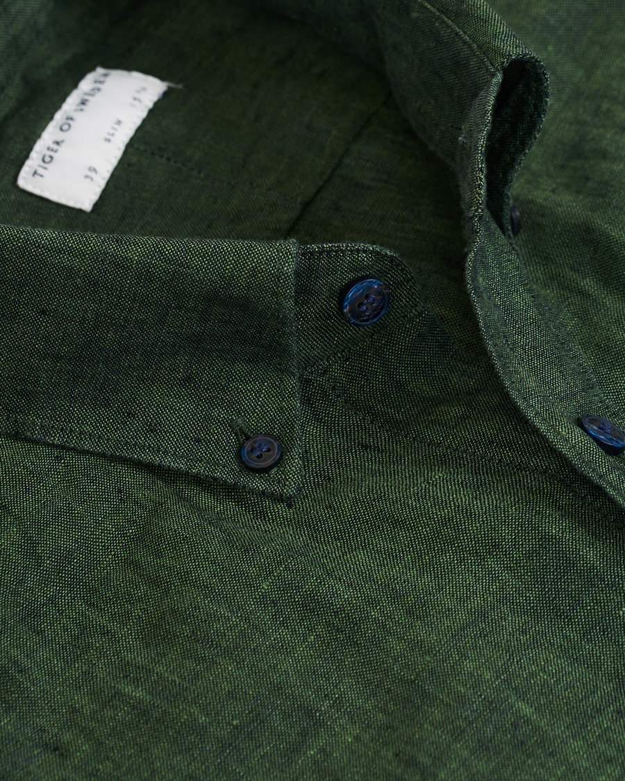 Homme | Chemises | Tiger of Sweden | Fenald Button Down Linen Shirt Green