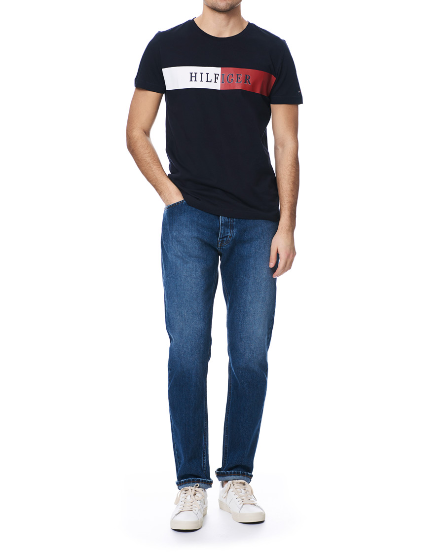 Heren | T-shirts | Tommy Hilfiger | Organic Cotton Stripe Crew Neck Tee Desert Sky