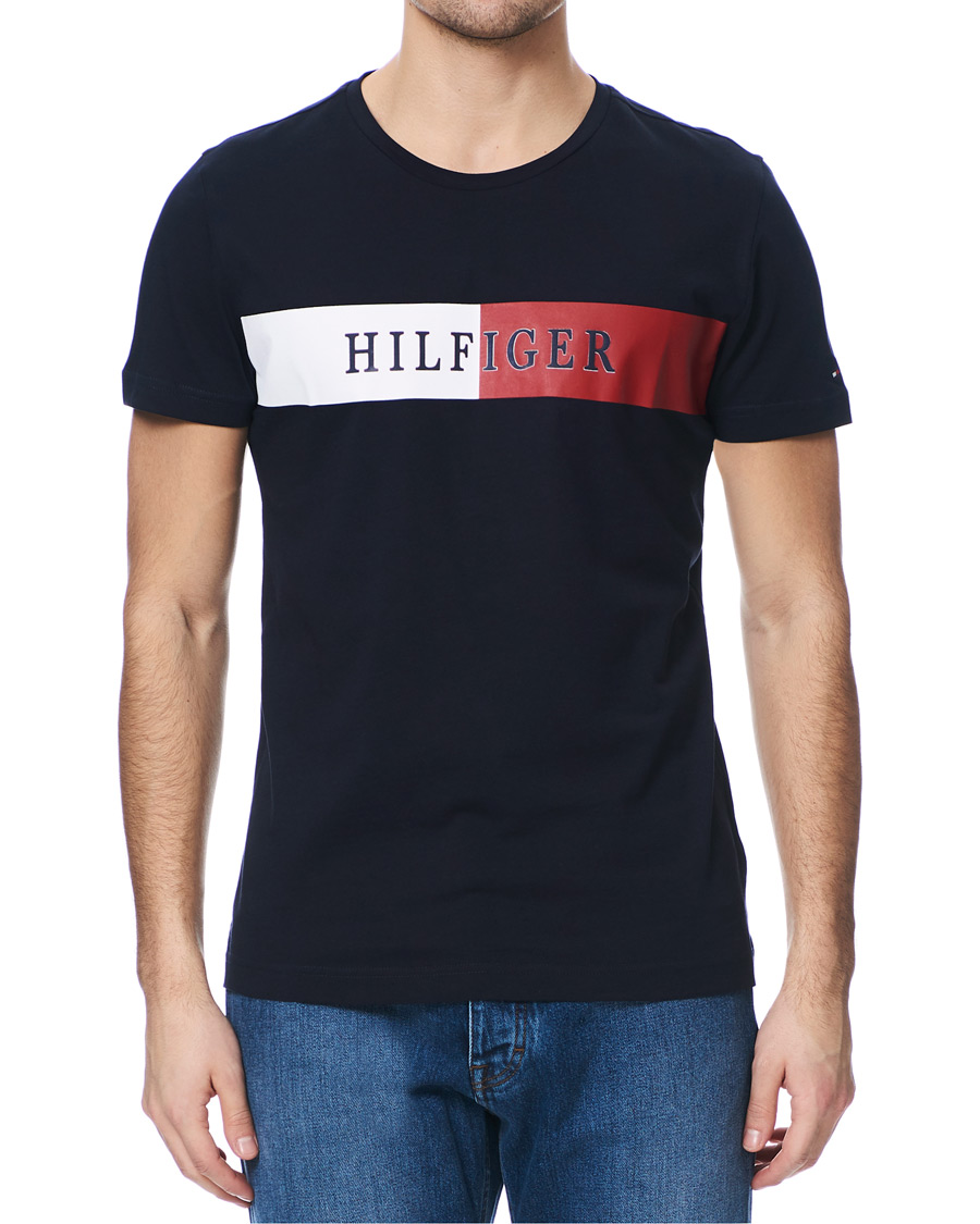 Heren | T-shirts | Tommy Hilfiger | Organic Cotton Stripe Crew Neck Tee Desert Sky