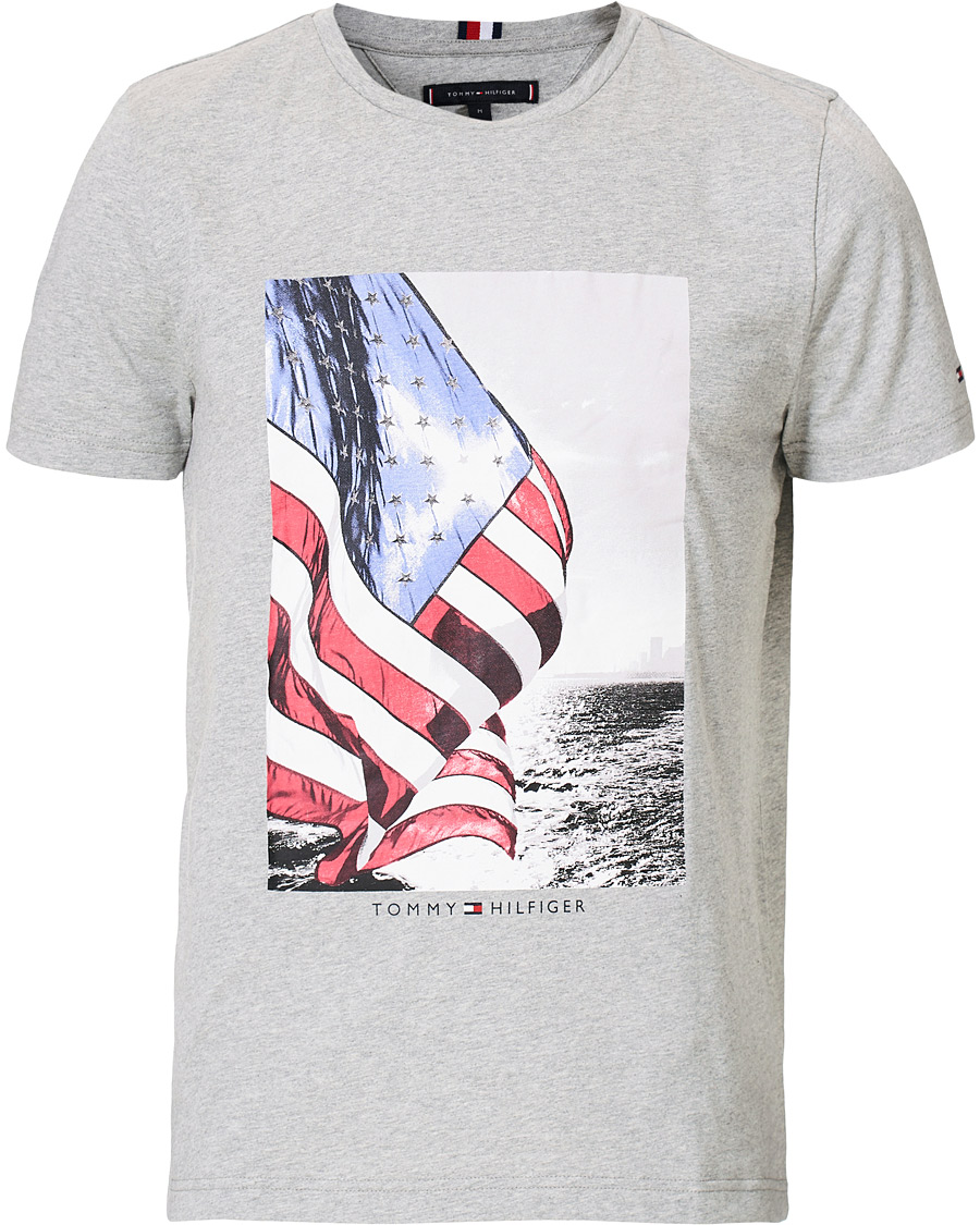 Heren | T-shirts | Tommy Hilfiger | Flag Photo Print Crew Neck Tee Medium Grey Heather XL