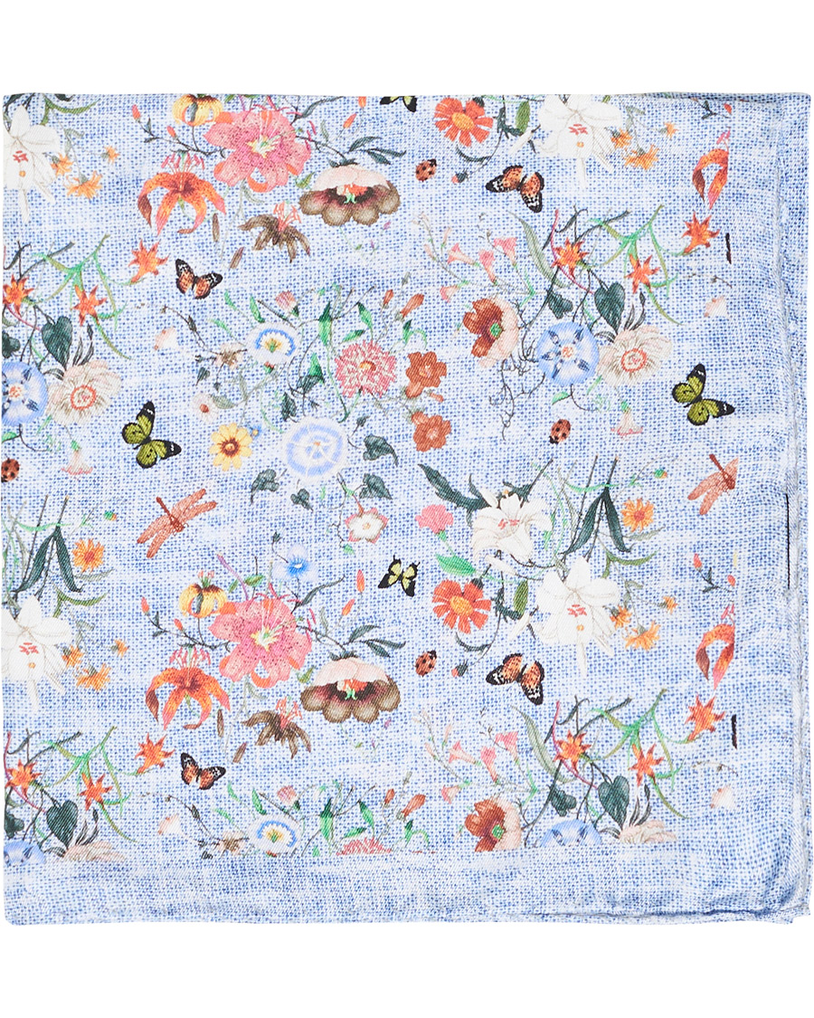 Homme | Amanda Christensen Silk Twill Printed Pocket Square Navy | Amanda Christensen | Silk Twill Printed Pocket Square Navy