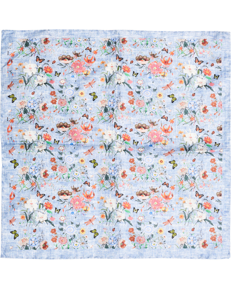Homme | Amanda Christensen Silk Twill Printed Pocket Square Navy | Amanda Christensen | Silk Twill Printed Pocket Square Navy