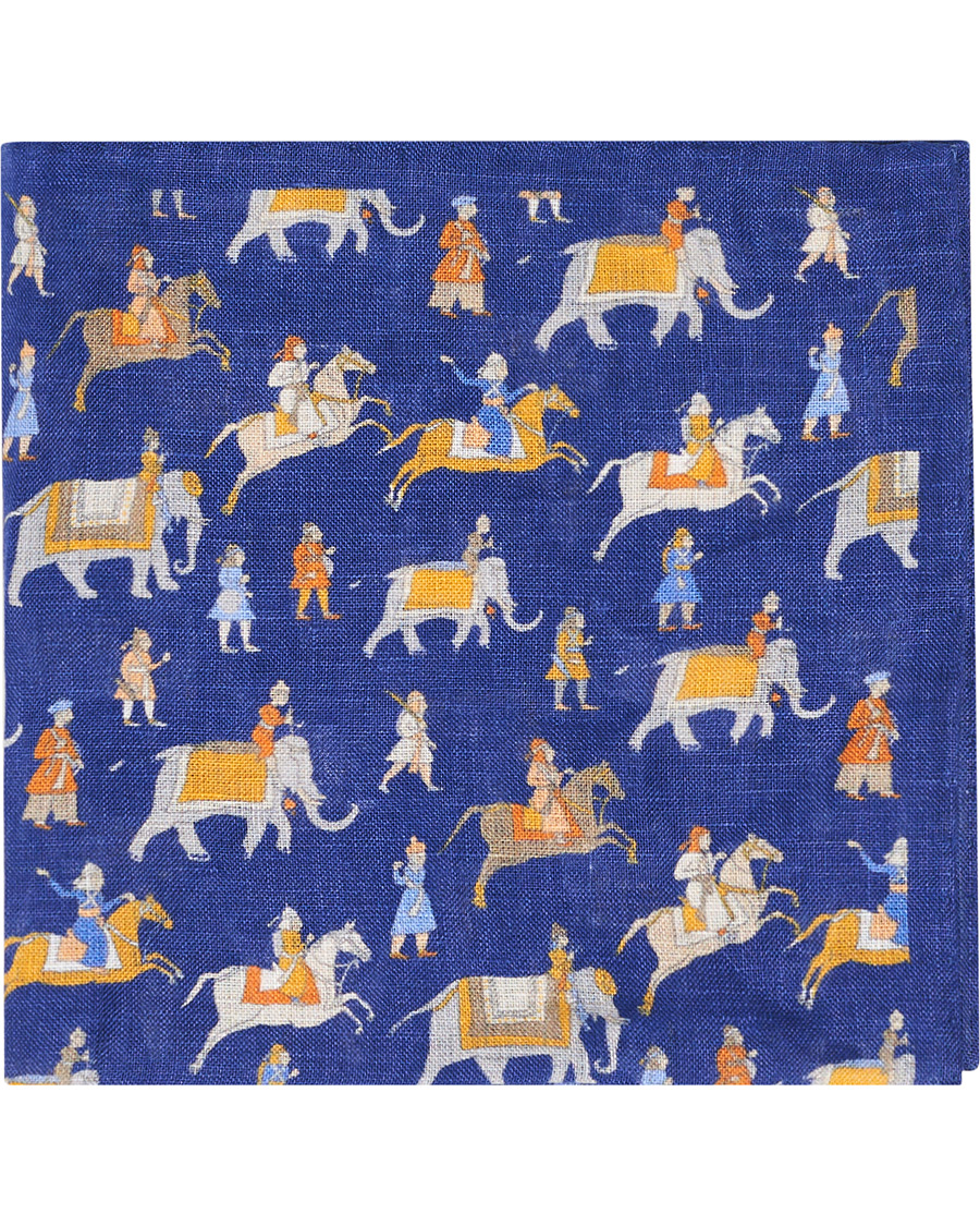 Homme | Amanda Christensen Linen Printed Pocket Square Navy | Amanda Christensen | Linen Printed Pocket Square Navy