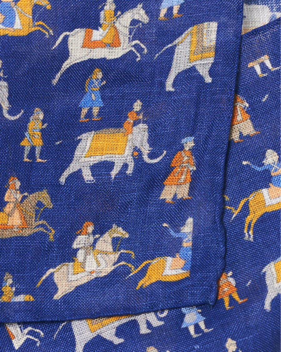 Homme | Amanda Christensen Linen Printed Pocket Square Navy | Amanda Christensen | Linen Printed Pocket Square Navy