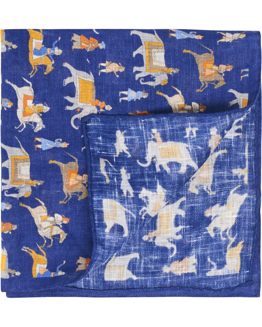 Homme | Amanda Christensen Linen Printed Pocket Square Navy | Amanda Christensen | Linen Printed Pocket Square Navy