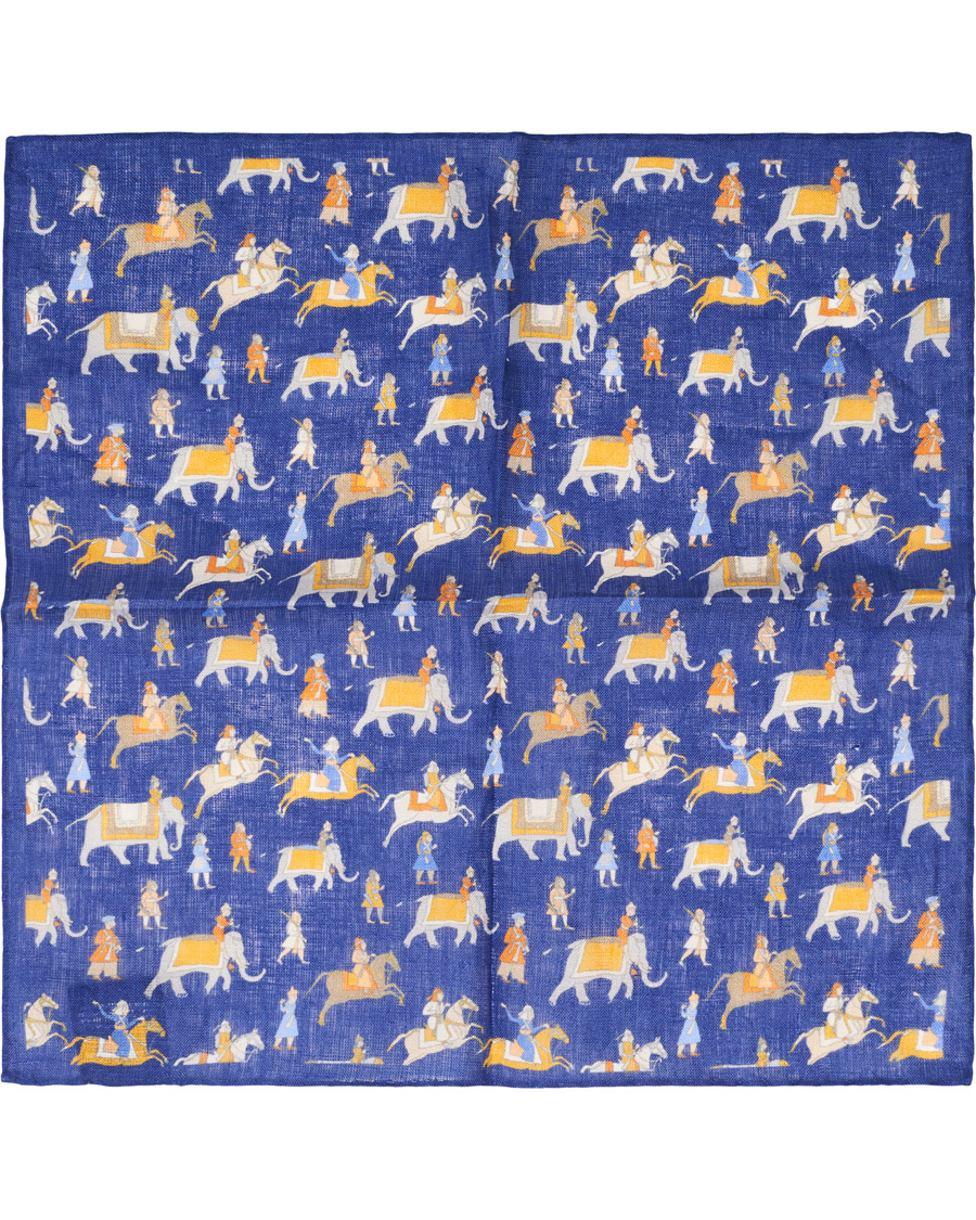 Homme | Amanda Christensen Linen Printed Pocket Square Navy | Amanda Christensen | Linen Printed Pocket Square Navy
