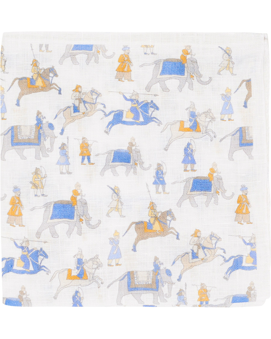 Homme | Amanda Christensen Linen Printed Pocket Square White | Amanda Christensen | Linen Printed Pocket Square White