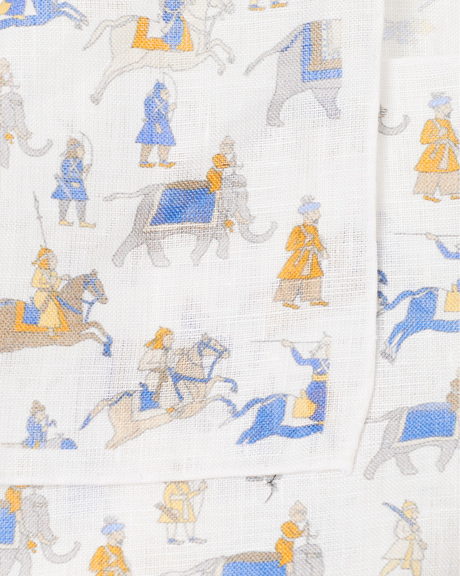 Homme | Amanda Christensen Linen Printed Pocket Square White | Amanda Christensen | Linen Printed Pocket Square White