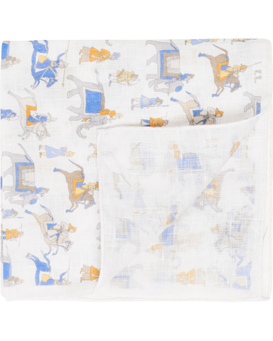 Homme | Amanda Christensen Linen Printed Pocket Square White | Amanda Christensen | Linen Printed Pocket Square White