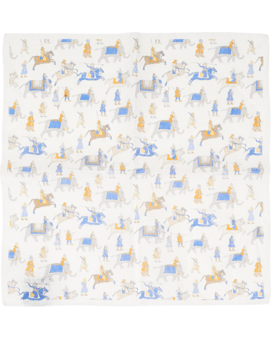 Homme | Amanda Christensen Linen Printed Pocket Square White | Amanda Christensen | Linen Printed Pocket Square White