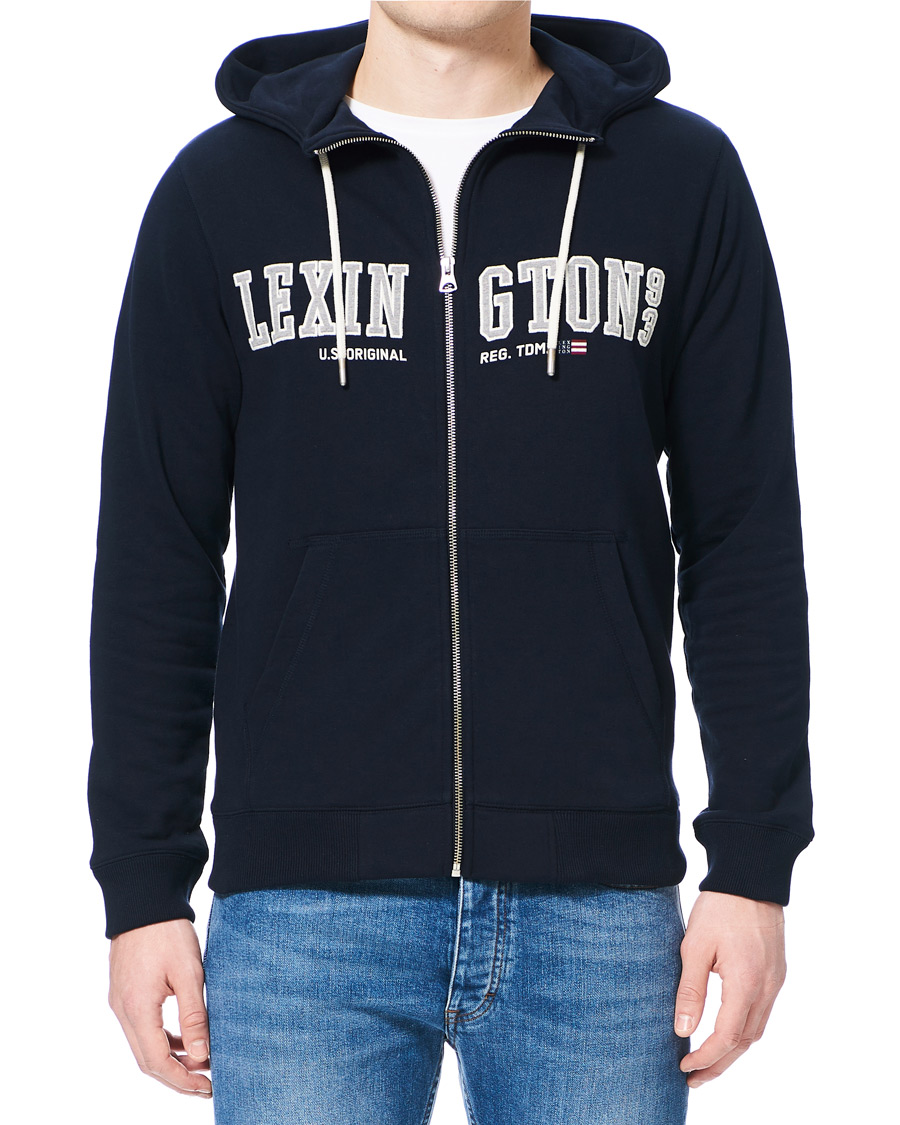 Homme | Pulls Et Tricots | Lexington | Michael Full Zip Logo Hoodie Dark Blue