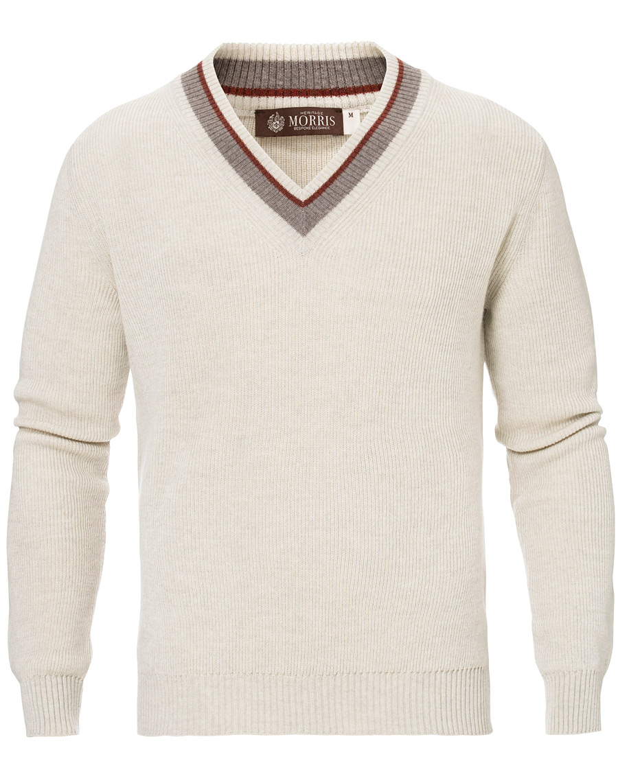 Homme | Pulls Et Tricots | Morris Heritage | Contrast V-Neck Off White