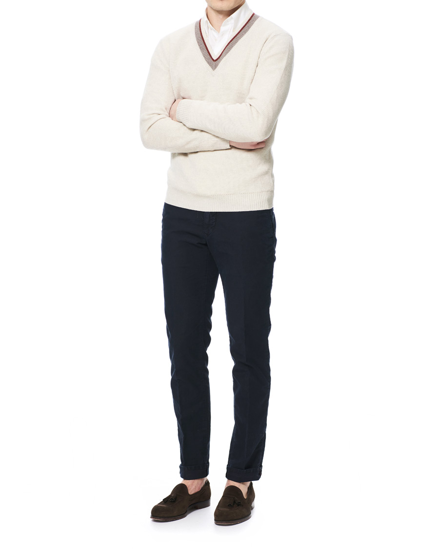 Homme | Pulls Et Tricots | Morris Heritage | Contrast V-Neck Off White