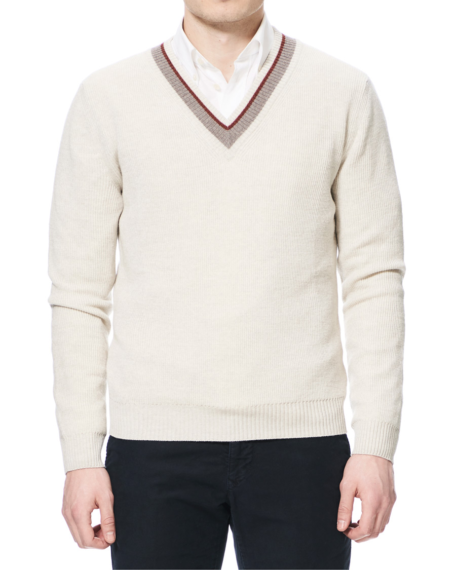 Homme | Pulls Et Tricots | Morris Heritage | Contrast V-Neck Off White