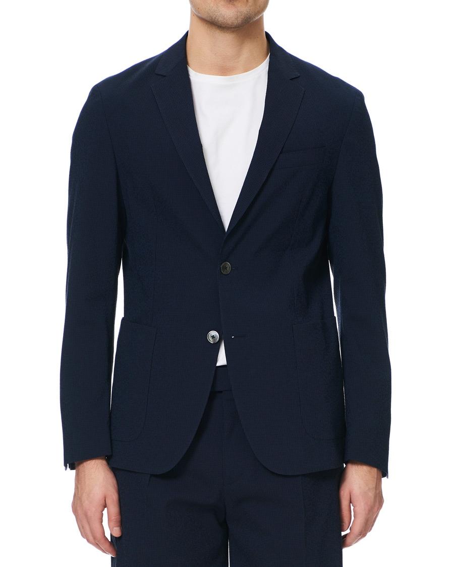 Homme | Blazers | BOSS BLACK | BOSS Nold Virgin Wool Seersucker Suit Blazer Open Blue