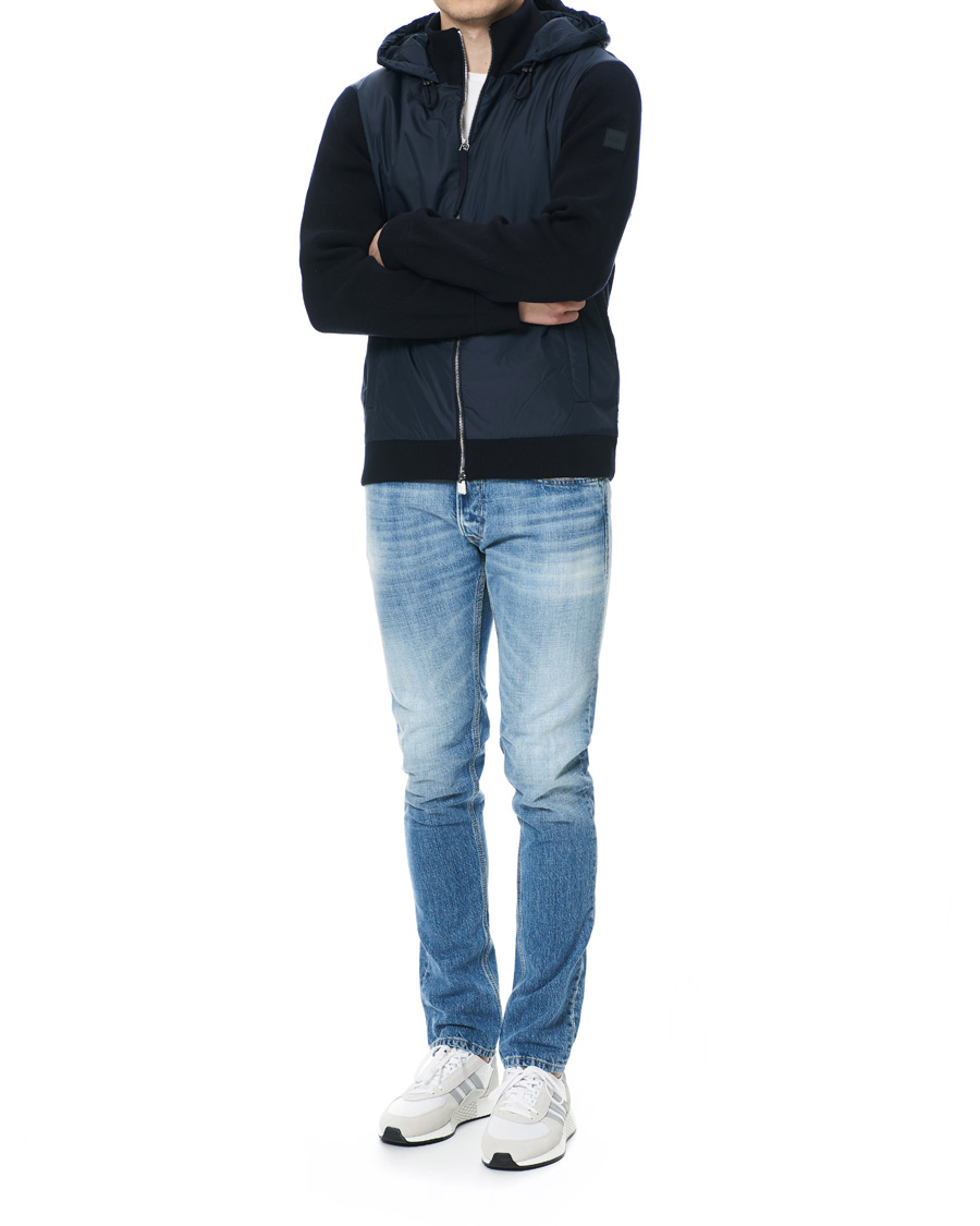 Homme | Manteaux Et Vestes | BOSS BLACK | BOSS Ofabio Hybrid Knitted Full-Zip Hoodie Dark Blue