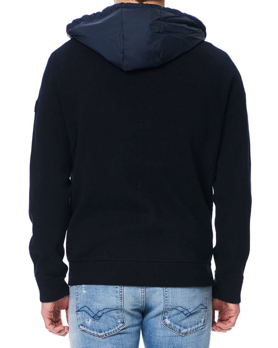 Homme | Manteaux Et Vestes | BOSS BLACK | BOSS Ofabio Hybrid Knitted Full-Zip Hoodie Dark Blue