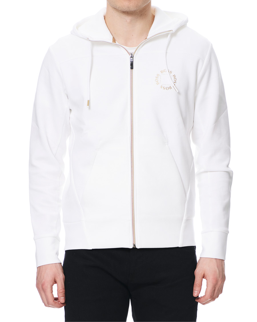 Homme | Pulls Et Tricots | BOSS GREEN | BOSS Athleisure Saggy Circle Full-Zip Hoodie White/Gold
