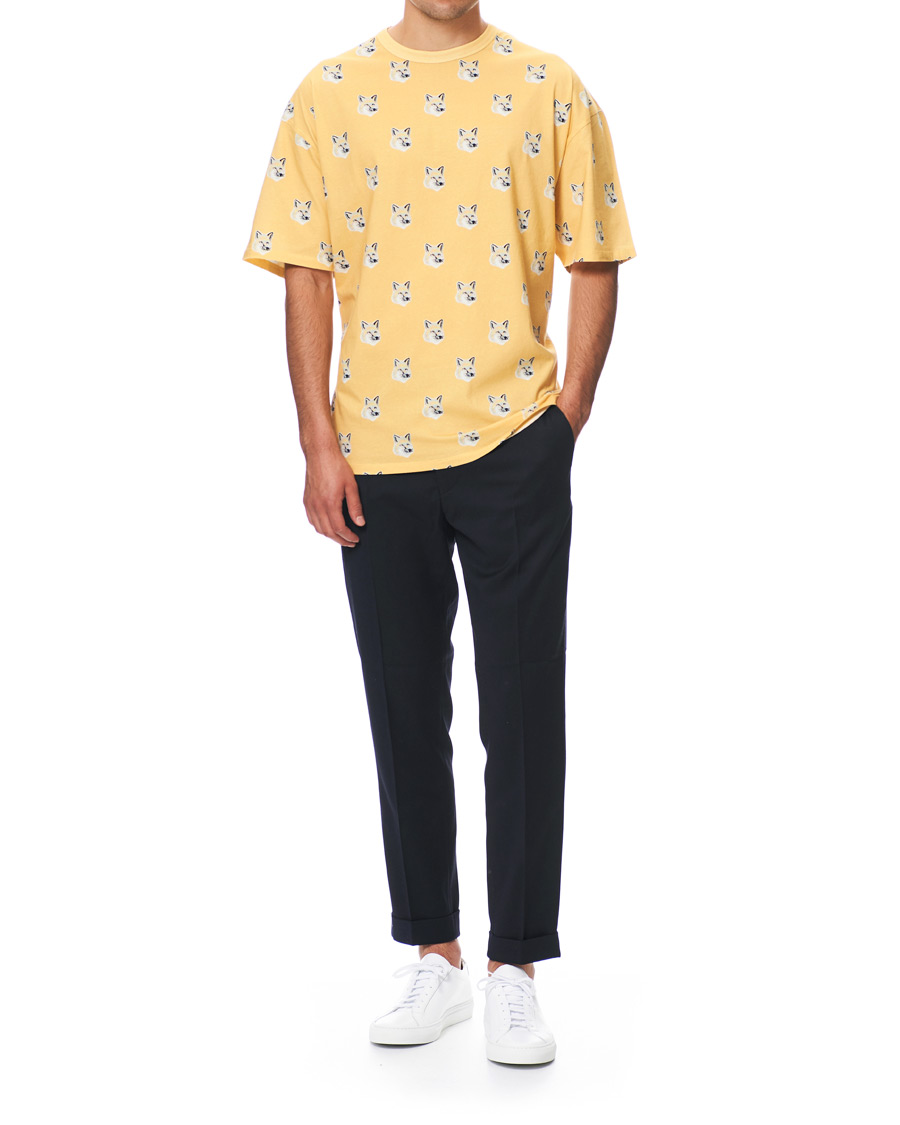 Heren | T-shirts | Maison Kitsuné | All Over Pastel Fox Head T-shirt Yellow