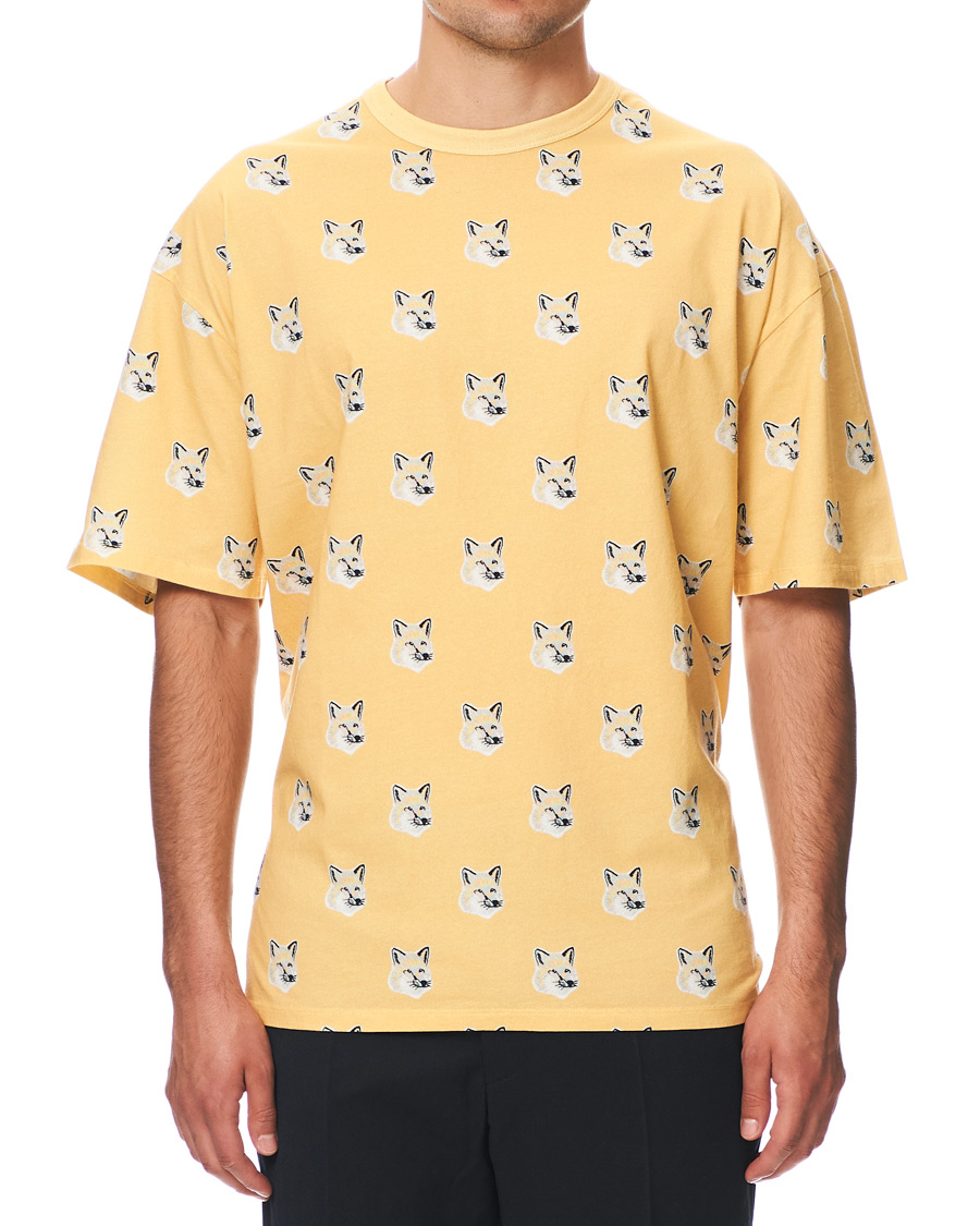 Heren | T-shirts | Maison Kitsuné | All Over Pastel Fox Head T-shirt Yellow