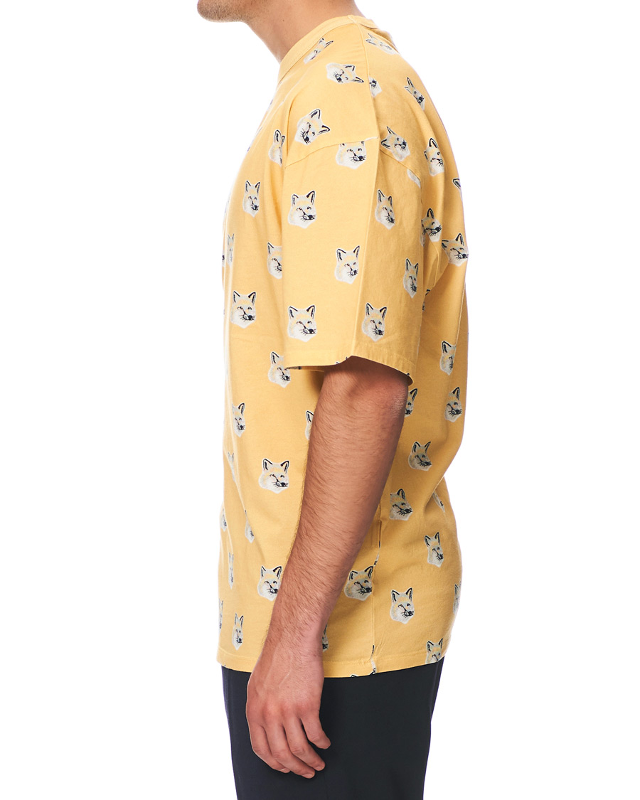 Heren | T-shirts | Maison Kitsuné | All Over Pastel Fox Head T-shirt Yellow