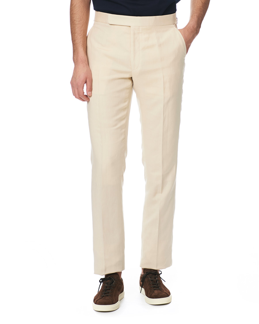 Homme | Pantalons | Ralph Lauren Purple Label | Side-Adjuster Linen/Silk Trousers Beige