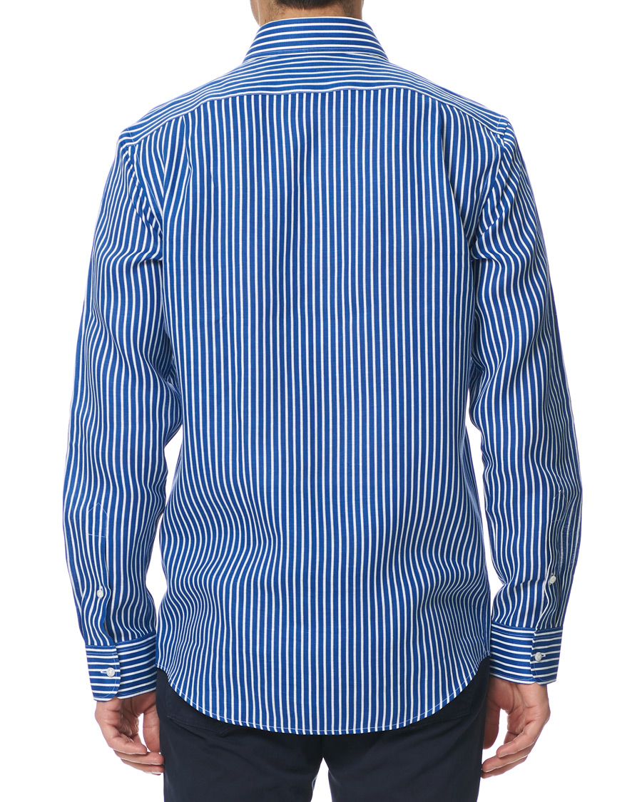 Heren | Overhemden | Ralph Lauren Purple Label | Bengal Stripe Linen Shirt Blue/White