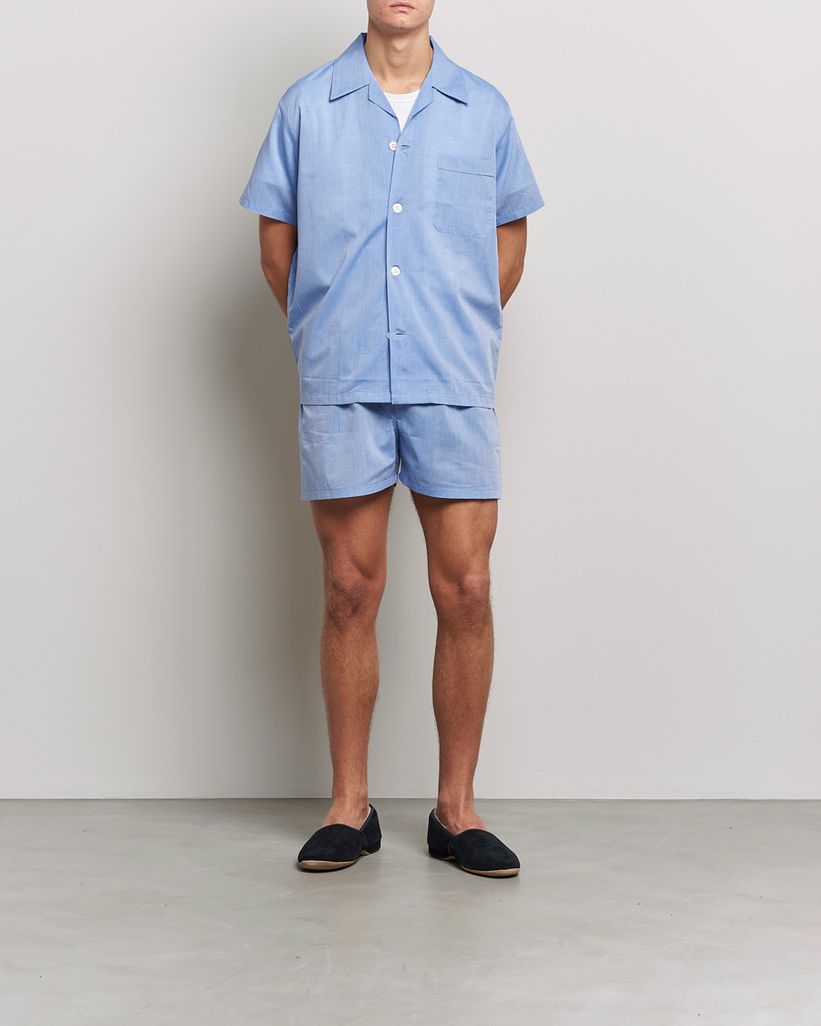 Heren | Pyjama's en gewaden | Derek Rose | Shortie Cotton Pyjama Set Blue