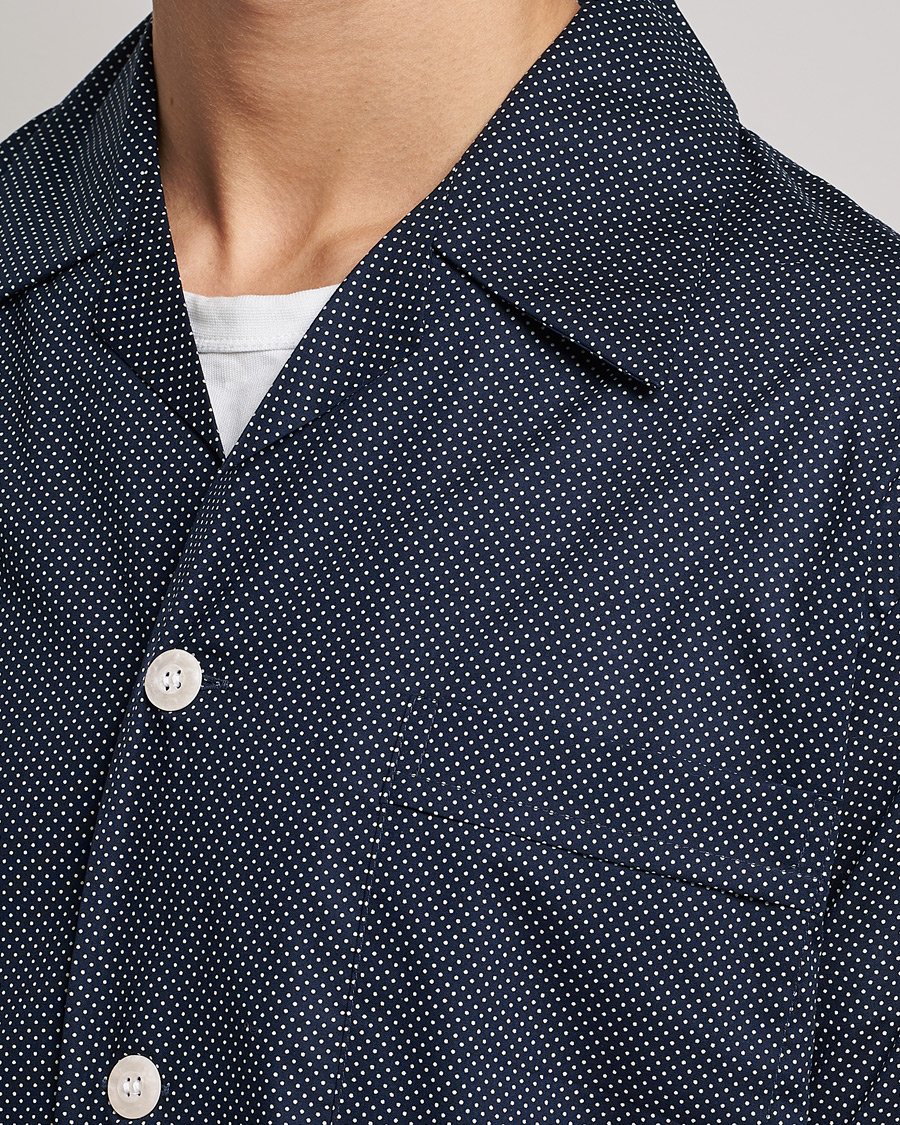 Homme | | Derek Rose | Shortie Printed Cotton Pyjama Set Navy