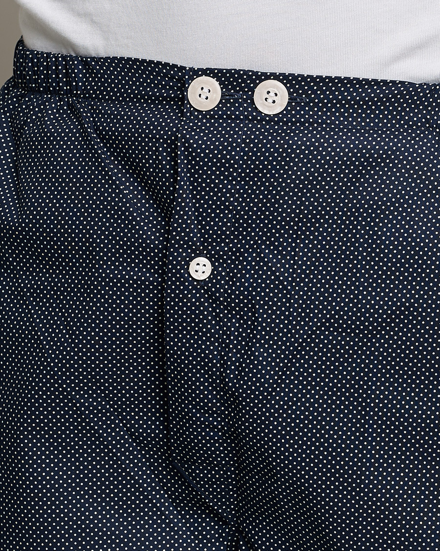 Homme | | Derek Rose | Shortie Printed Cotton Pyjama Set Navy