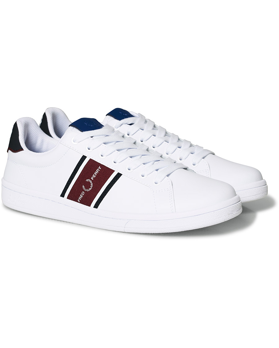Homme | Fred Perry B721 Leather/Webbing Sneaker White/Navy | Fred Perry | B721 Leather/Webbing Sneaker White/Navy