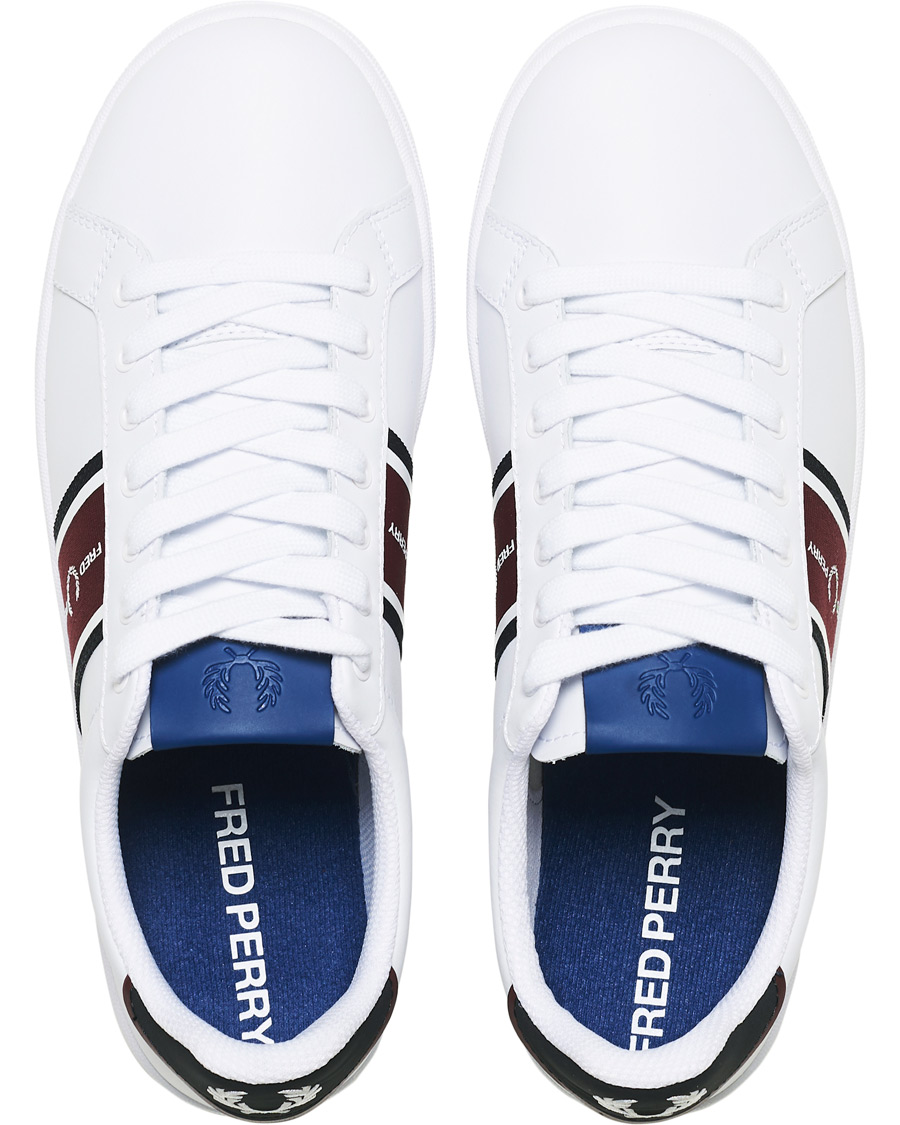 Homme | Fred Perry B721 Leather/Webbing Sneaker White/Navy | Fred Perry | B721 Leather/Webbing Sneaker White/Navy