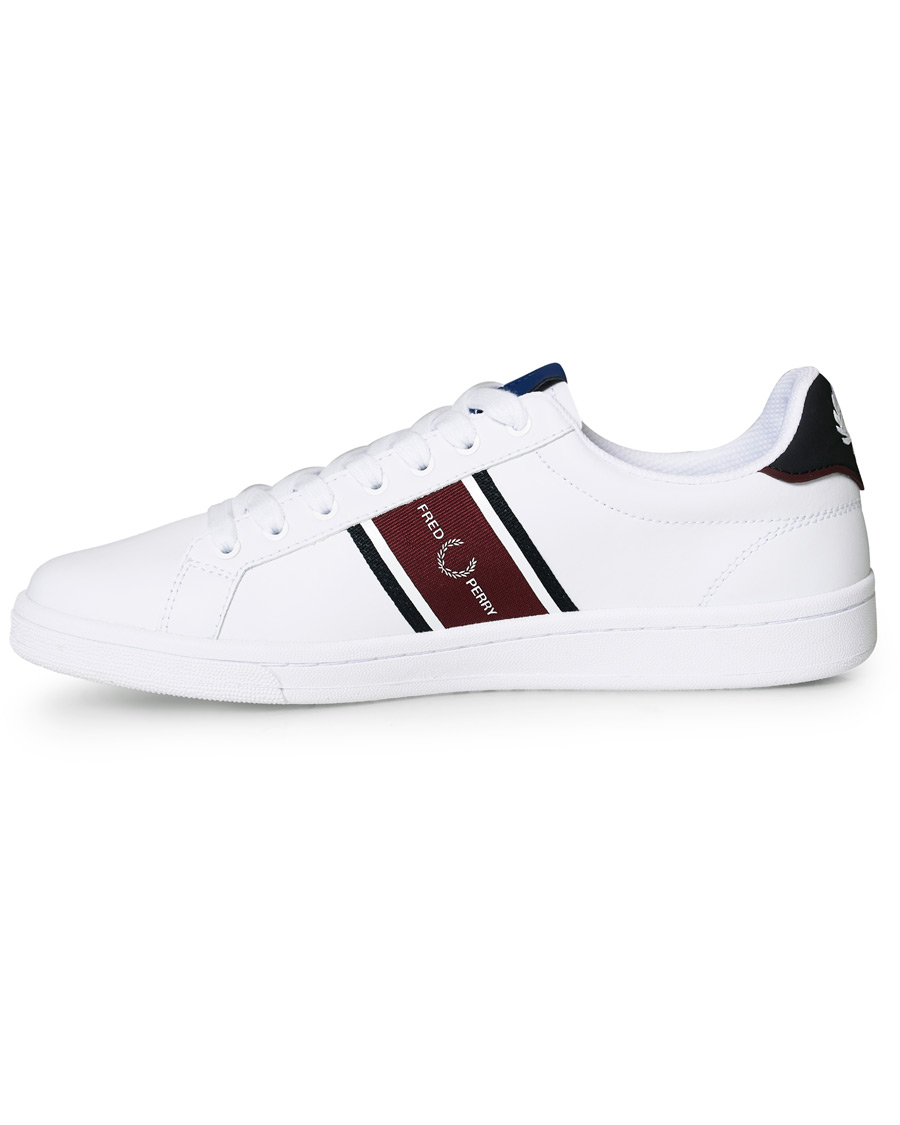 Homme | Fred Perry B721 Leather/Webbing Sneaker White/Navy | Fred Perry | B721 Leather/Webbing Sneaker White/Navy