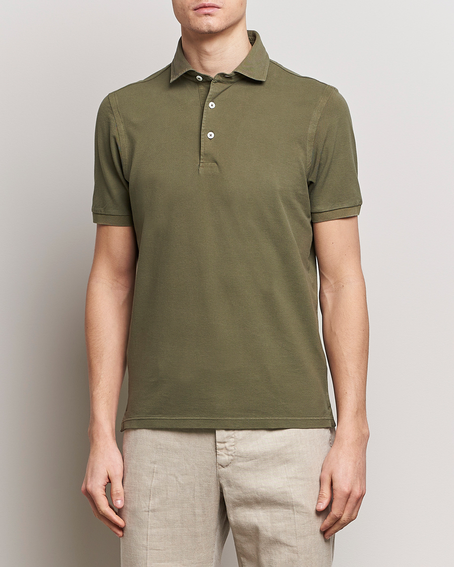 Homme | Polos | Gran Sasso | Washed Polo Medium Green
