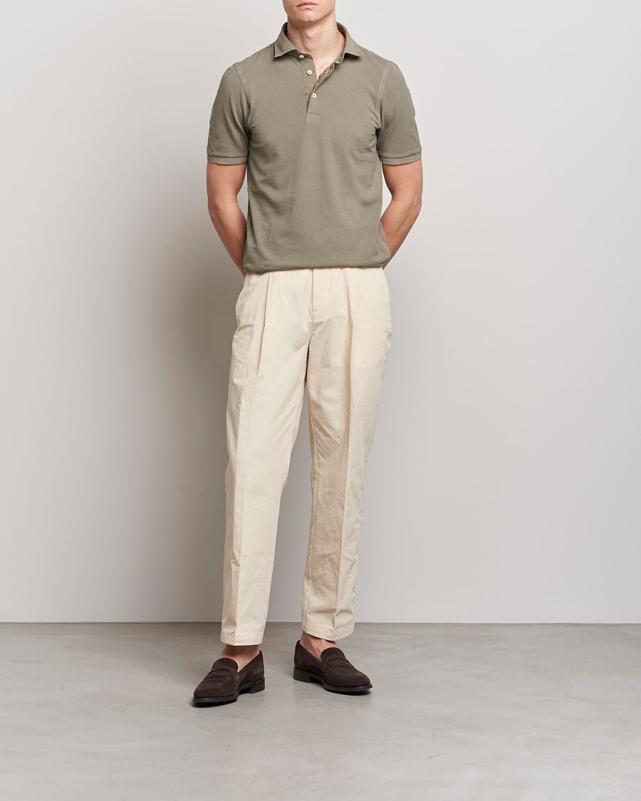Homme | Polos | Gran Sasso | Washed Polo Concrete Beige