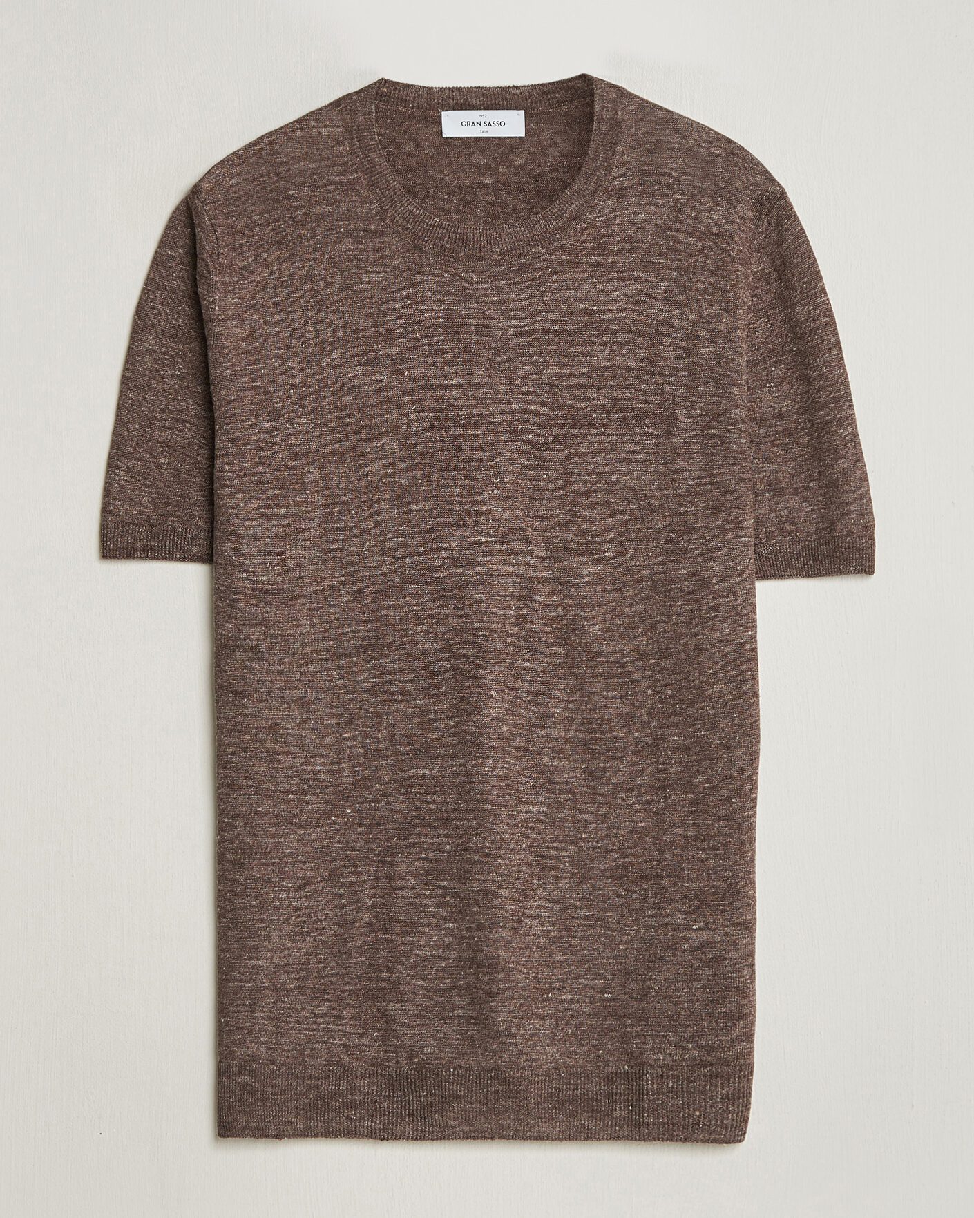 Homme | T-shirts | Gran Sasso | Crew Neck Linen Tee Light Brown