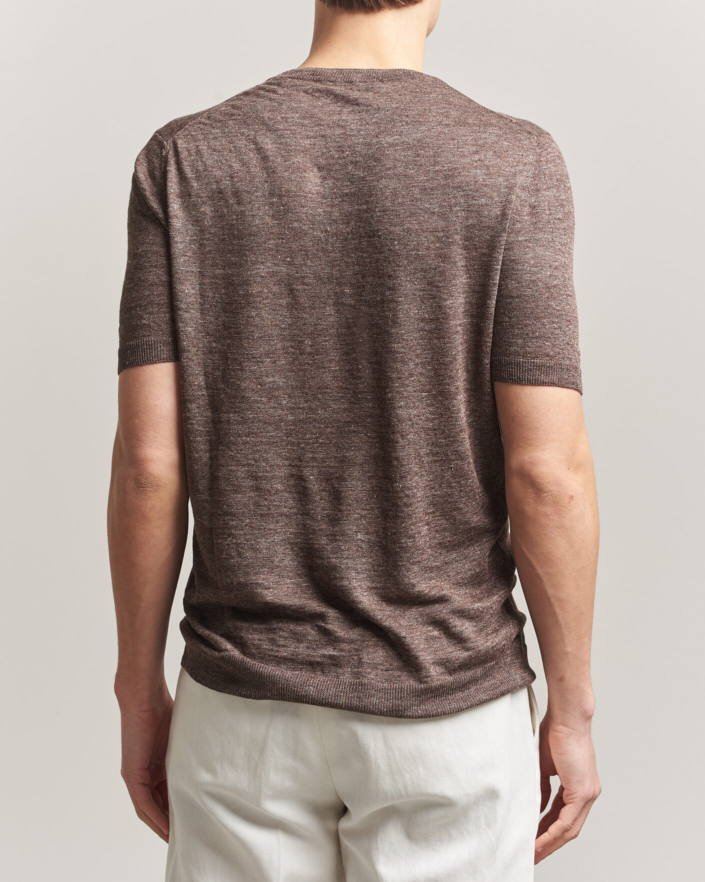 Homme | T-shirts | Gran Sasso | Crew Neck Linen Tee Light Brown