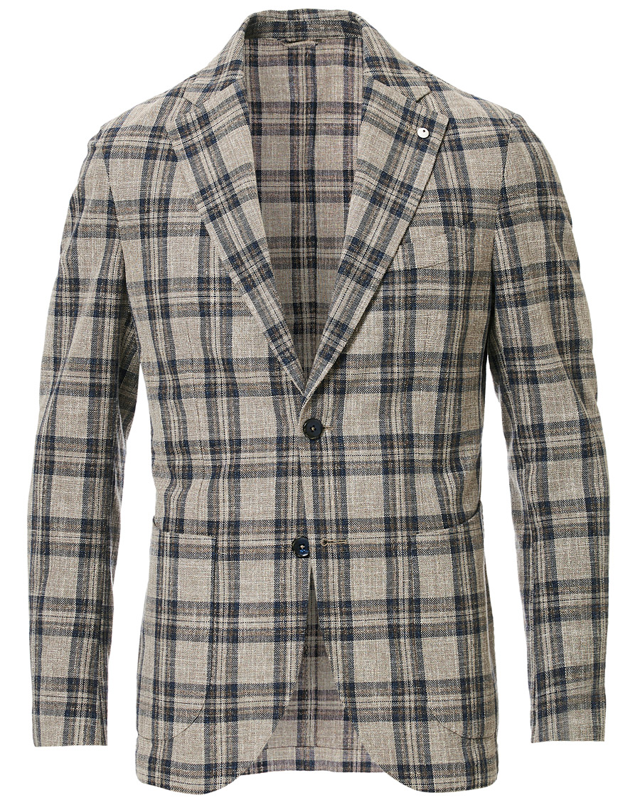 Homme | Blazers | L.B.M. 1911 | Jack Regular Fit Checked Cotton Blazer Beige/Navy