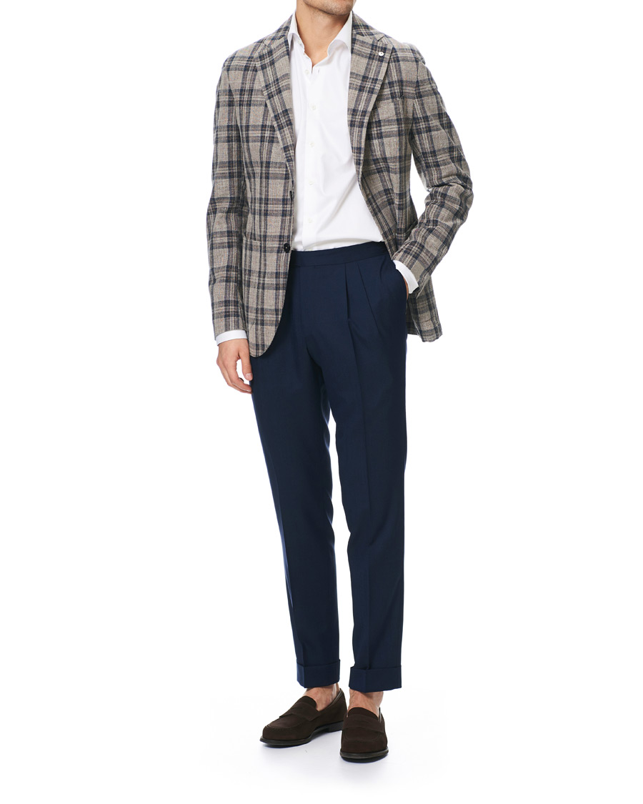 Homme | Blazers | L.B.M. 1911 | Jack Regular Fit Checked Cotton Blazer Beige/Navy