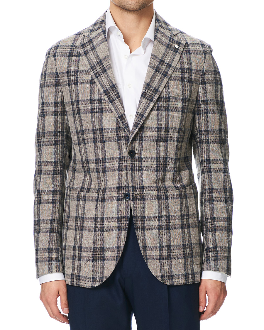 Homme | Blazers | L.B.M. 1911 | Jack Regular Fit Checked Cotton Blazer Beige/Navy