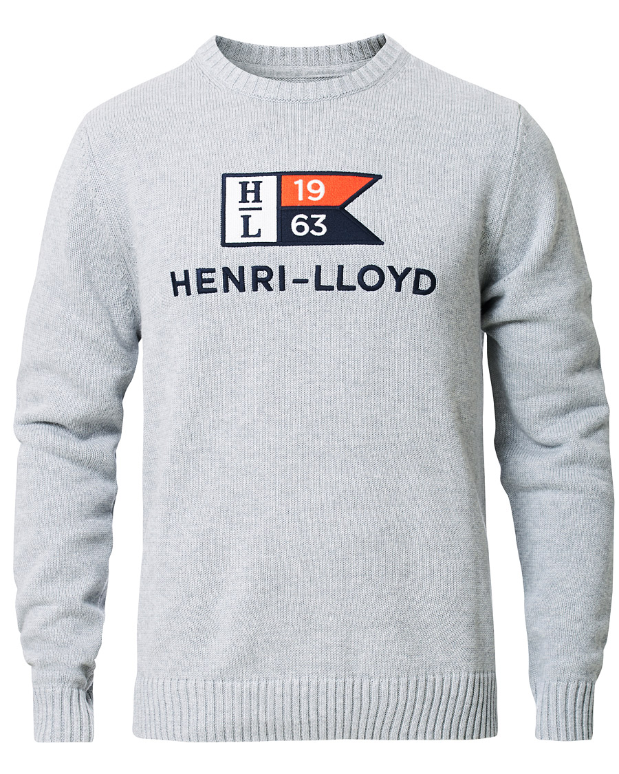 Heren | Truien | Henri-Lloyd | Henri Lloyd Cross Flag Knitted Crew Neck Grey Melange