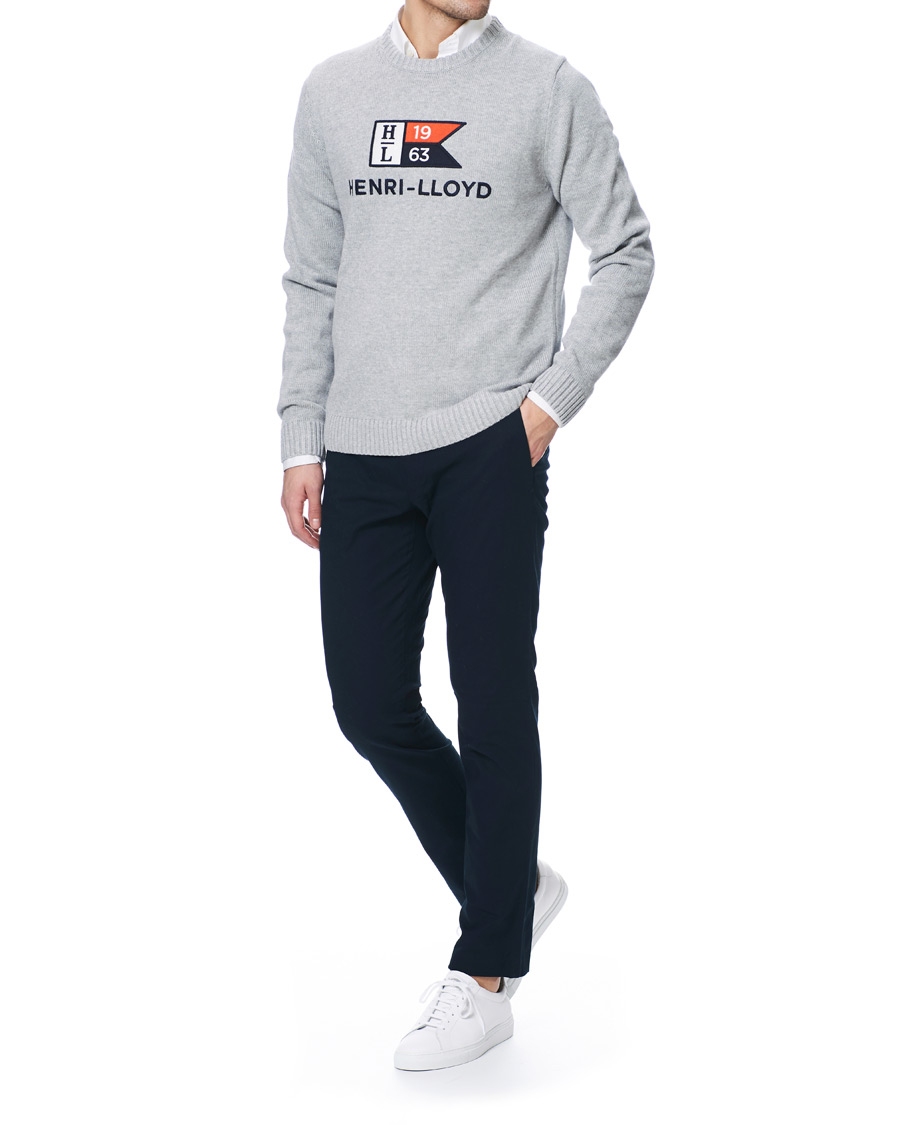 Heren | Truien | Henri-Lloyd | Henri Lloyd Cross Flag Knitted Crew Neck Grey Melange