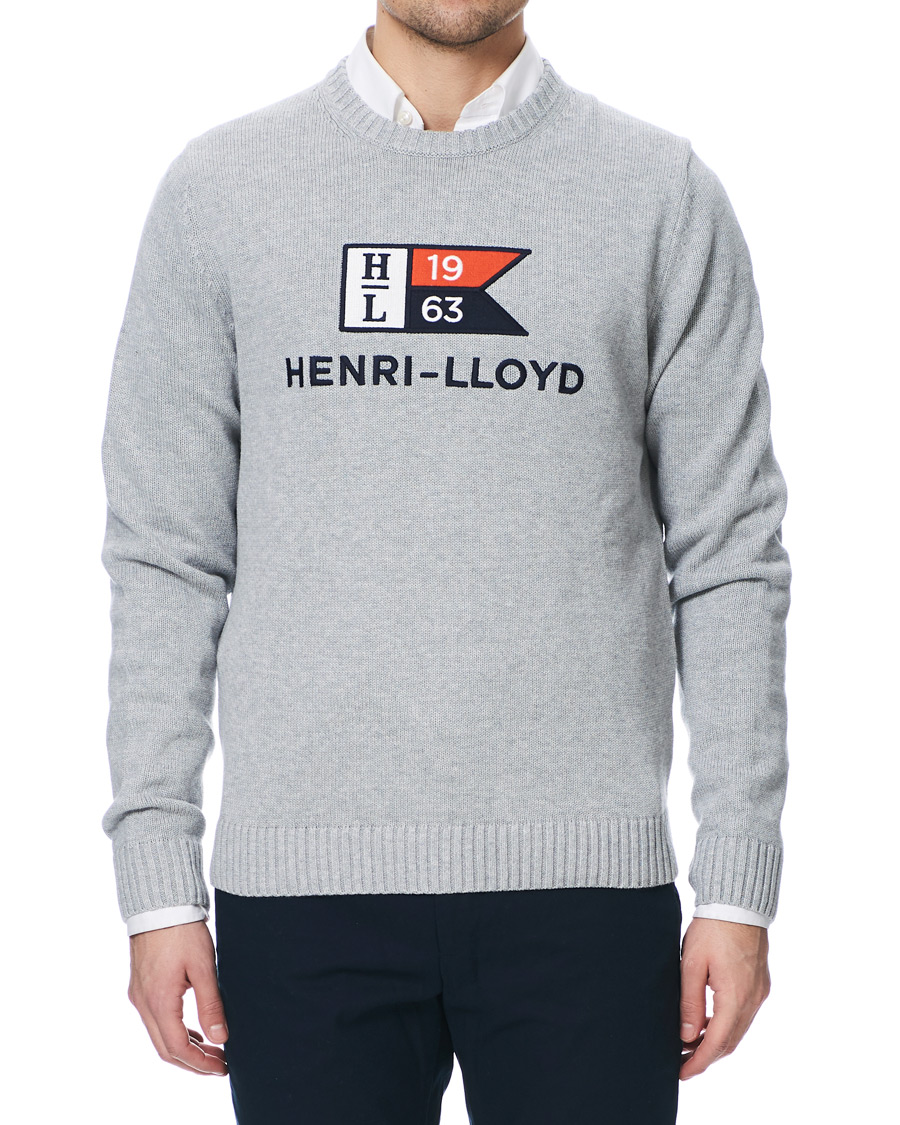Heren | Truien | Henri-Lloyd | Henri Lloyd Cross Flag Knitted Crew Neck Grey Melange